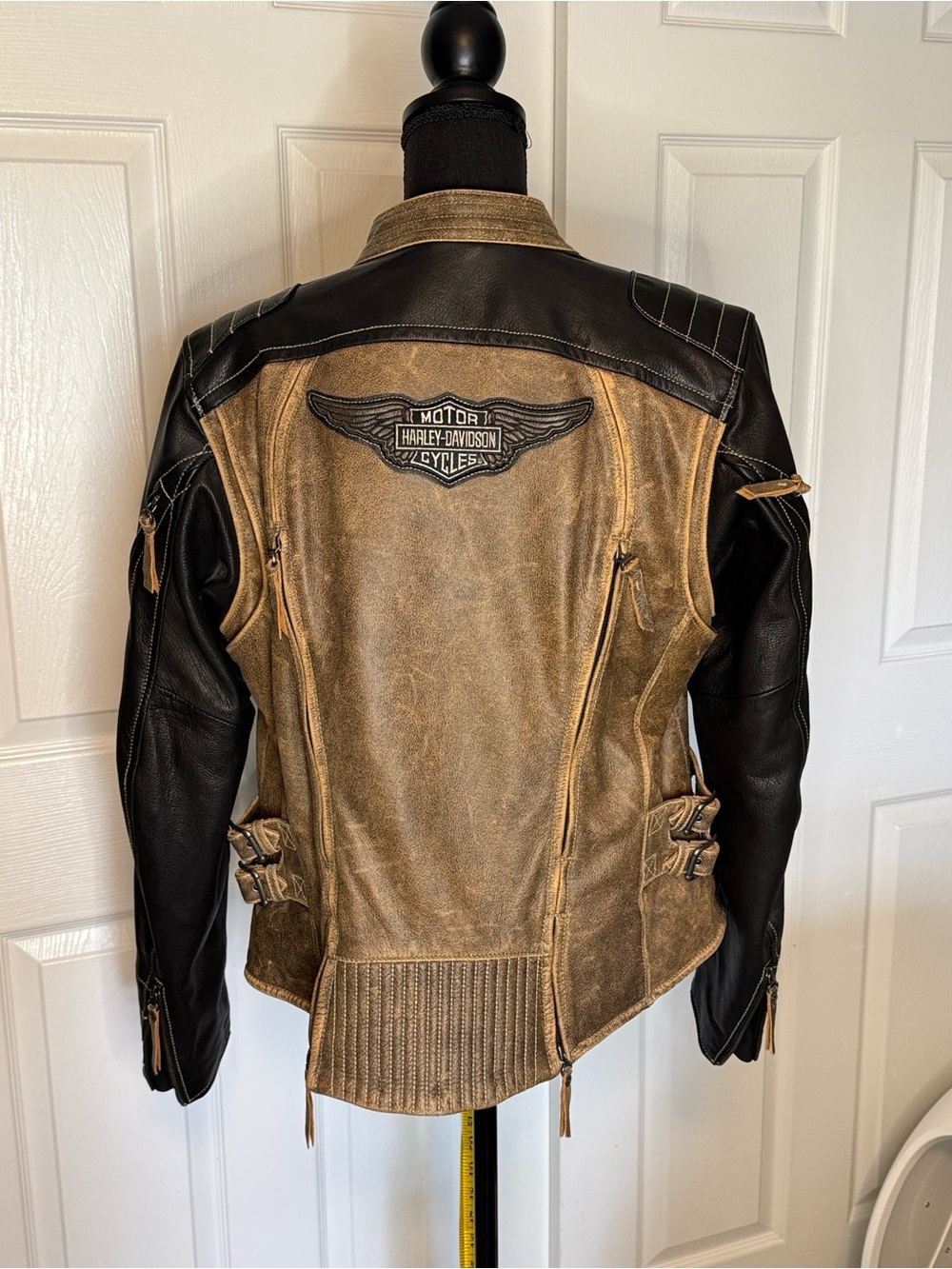 Harley-Davidson Brown Suede Body with Black Leather Sleeve Biker Jacket